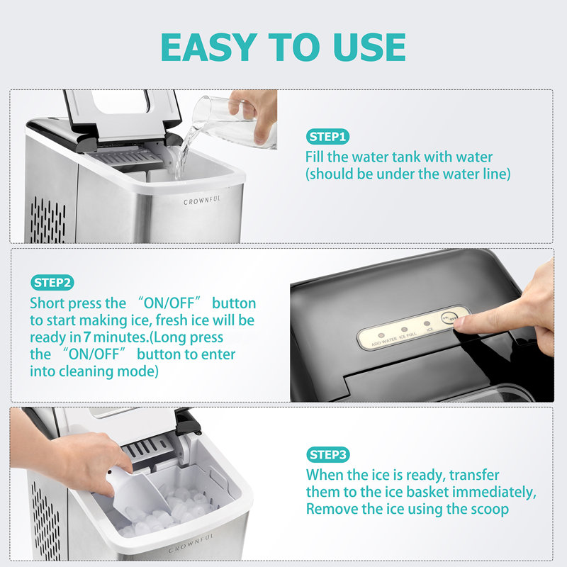 CROWNFUL 26 Lb. lb. Daily Production Bullet Clear Ice Portable Ice